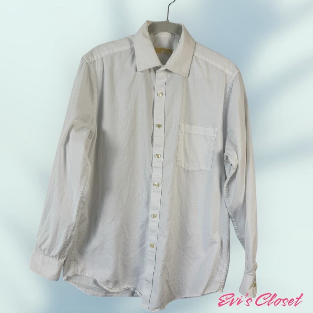 Michael Kors White Men’s Shirt Button Up Breast Pocket Regular Size 15 1/2 32/33